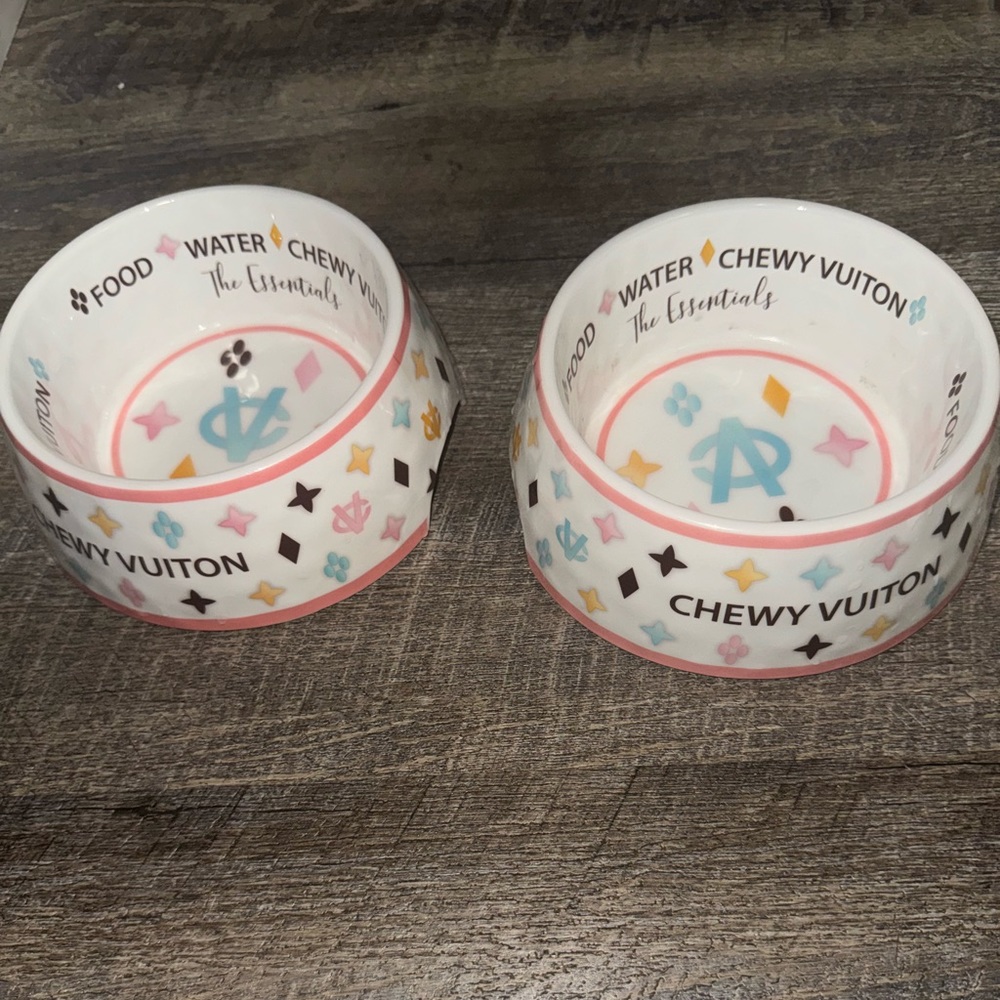 Chewy Vuitton water and food bowl
